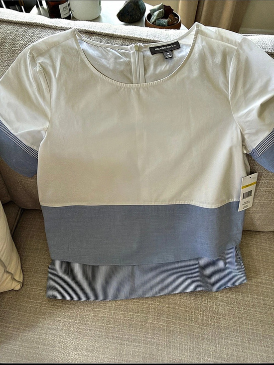 Alexander Jordan Tops - NWT Alexander Jordan Color Block Blouse in White & Blue